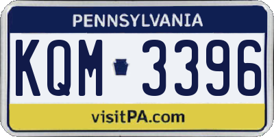 PA license plate KQM3396