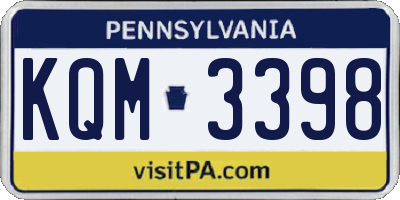 PA license plate KQM3398