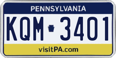 PA license plate KQM3401