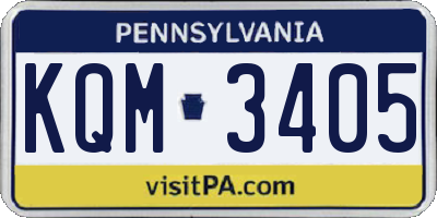 PA license plate KQM3405