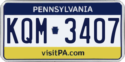 PA license plate KQM3407
