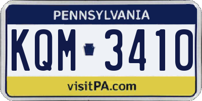 PA license plate KQM3410