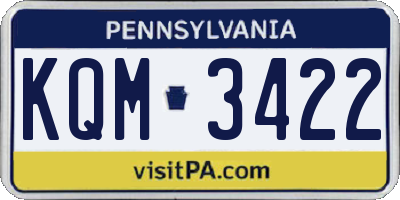 PA license plate KQM3422
