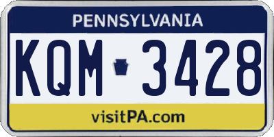 PA license plate KQM3428