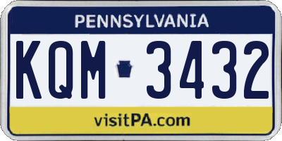 PA license plate KQM3432