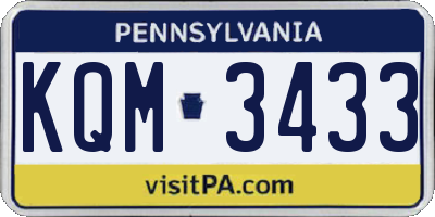 PA license plate KQM3433