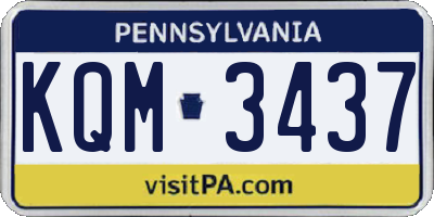 PA license plate KQM3437