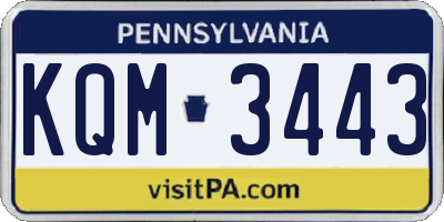 PA license plate KQM3443