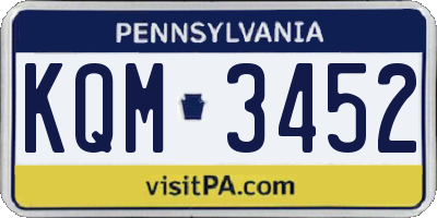 PA license plate KQM3452