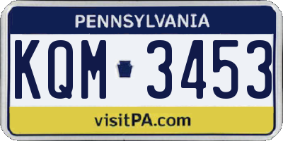 PA license plate KQM3453