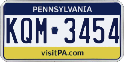 PA license plate KQM3454