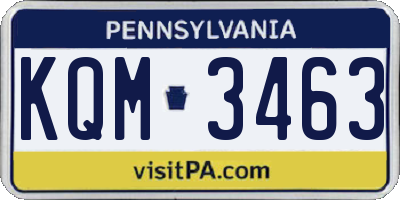 PA license plate KQM3463