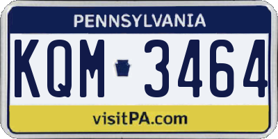 PA license plate KQM3464