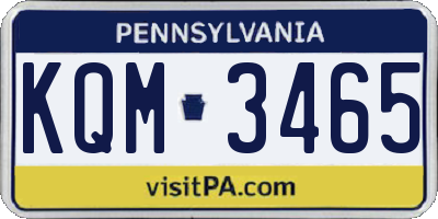 PA license plate KQM3465