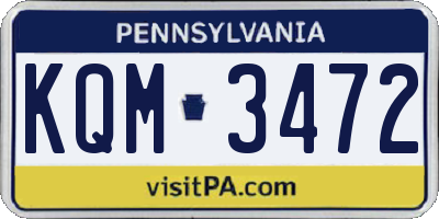 PA license plate KQM3472