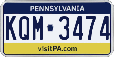 PA license plate KQM3474