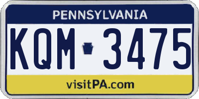 PA license plate KQM3475