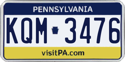 PA license plate KQM3476