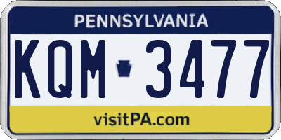 PA license plate KQM3477