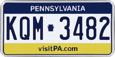 PA license plate KQM3482