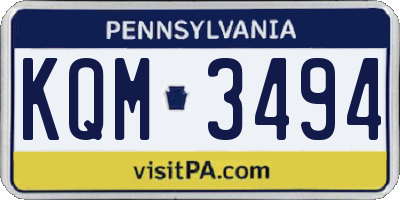PA license plate KQM3494