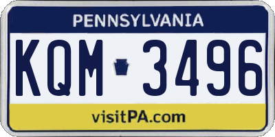 PA license plate KQM3496
