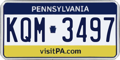 PA license plate KQM3497