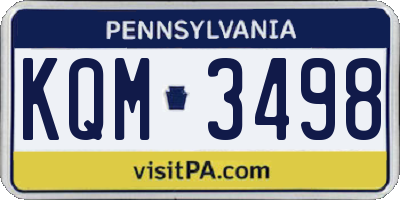 PA license plate KQM3498