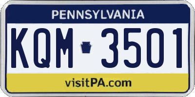 PA license plate KQM3501