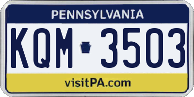 PA license plate KQM3503