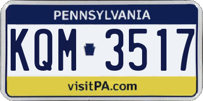PA license plate KQM3517