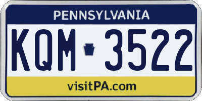 PA license plate KQM3522