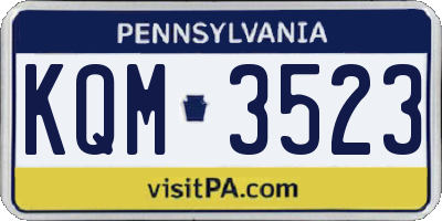 PA license plate KQM3523