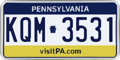 PA license plate KQM3531