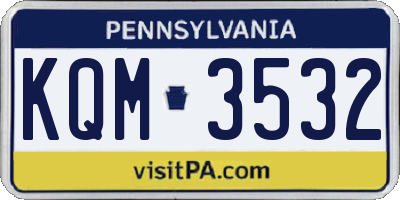 PA license plate KQM3532