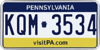 PA license plate KQM3534