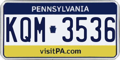 PA license plate KQM3536