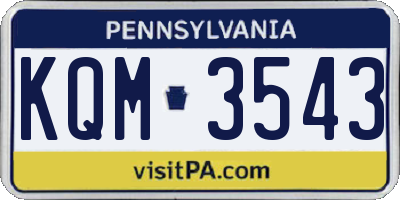 PA license plate KQM3543