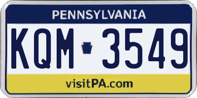 PA license plate KQM3549