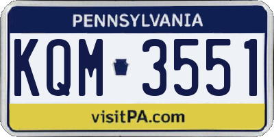 PA license plate KQM3551