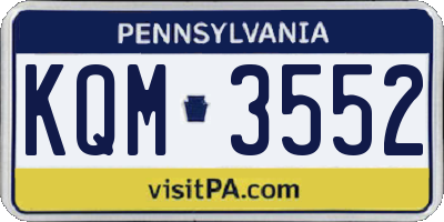PA license plate KQM3552
