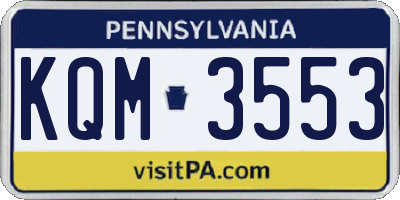 PA license plate KQM3553