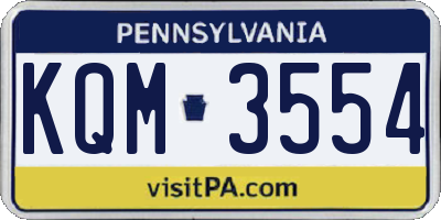 PA license plate KQM3554