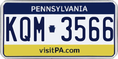 PA license plate KQM3566