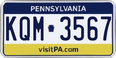 PA license plate KQM3567
