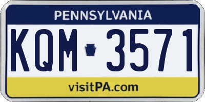 PA license plate KQM3571