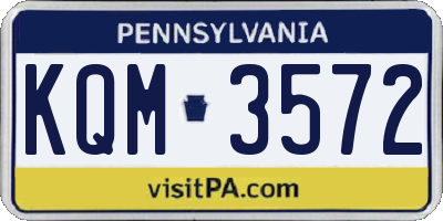 PA license plate KQM3572