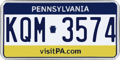 PA license plate KQM3574