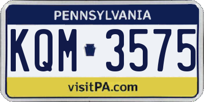 PA license plate KQM3575