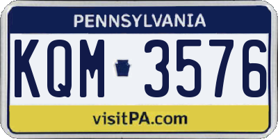 PA license plate KQM3576